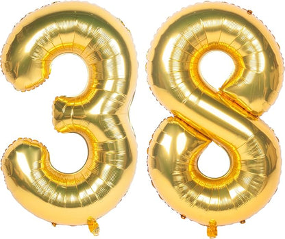 40 Inch gold Number Balloons 38 Helium Foil Mylar Balloon | Birthday Party by Exquisitehighqualitypartydecorationstomeetyoureveryneed%EF%BC%81