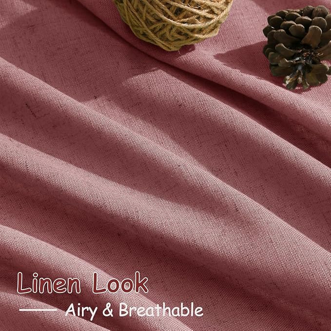 Canyon Rose Linen Curtains for Living Room 100 Inches Long Light Filtering Semi - Image 4