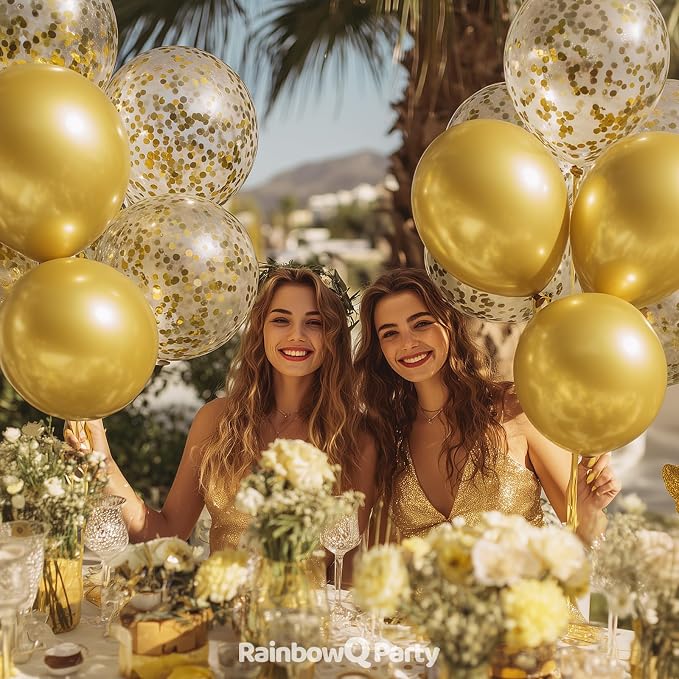 RainbowQ Metallic Gold Balloons 55Pcs 12 Inch Confetti Helium Party Balloon | - Image 4