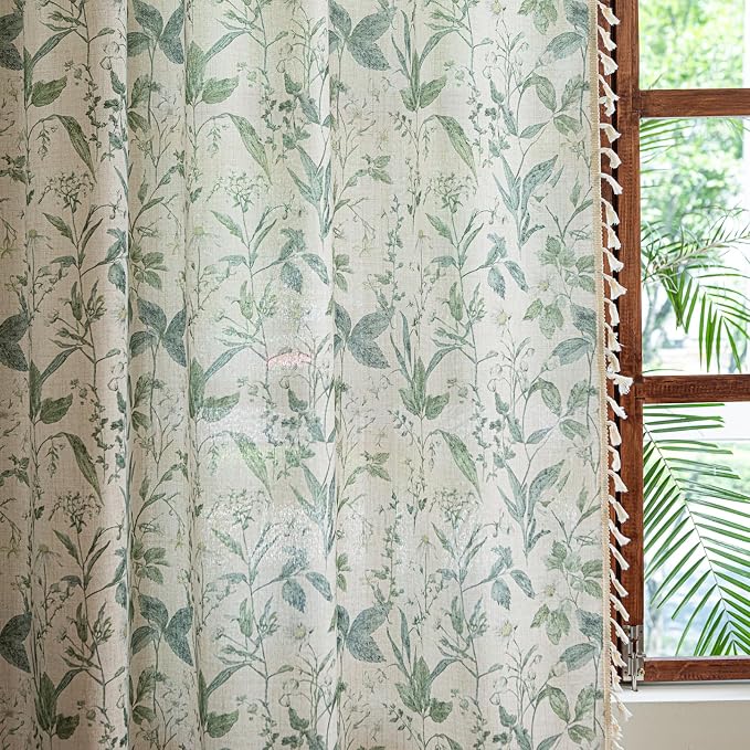 ENJOYBRIDAL Floral Curtains 84 Inches Semi Sheer Boho Drapes - Image 6