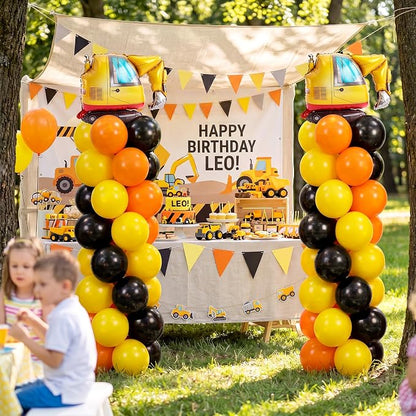 2 Set Construction Party Balloon Column Stand Kit Orange Yellow Black Balloon - Image 5
