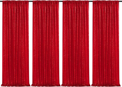 Red Sequin Backdrop Curtains-4 Panels 2FTx8FT Red Backdrop by SoarDream