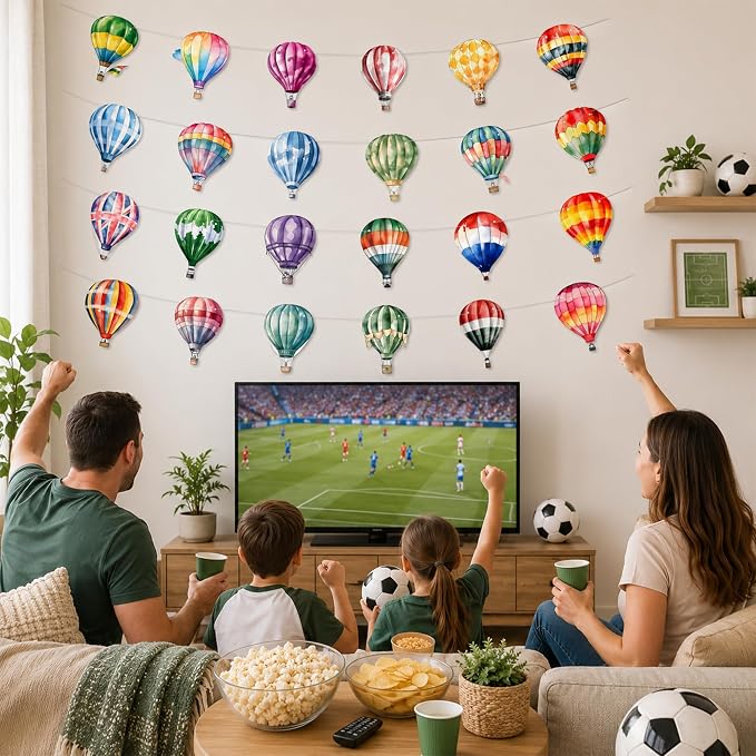 4 Packs Hot Air Balloon Theme Garland Banner Set – Watercolor Balloon Party - Image 4