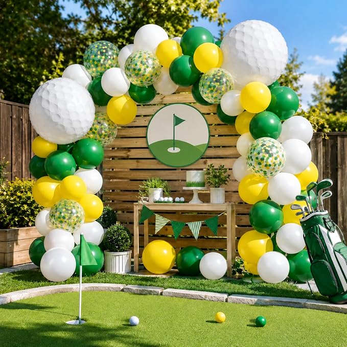 Golf Balloons for Sports Party Decor | 12 Inch Green Yellow Golf Theme Balloons - Image 5