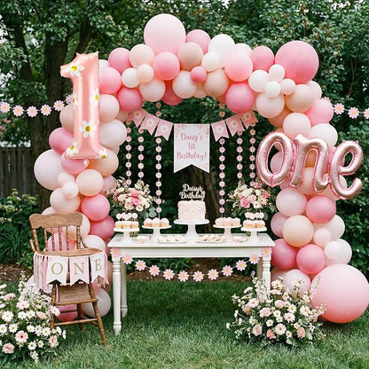 Jenaai 40 Inches Daisy Number Balloon Pink Inflating Foil Balloons Boho - Image 6