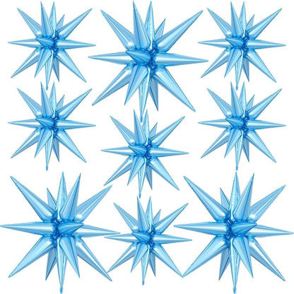 9Pcs Light Blue Star Balloons, Large Explosion Star Foil Balloons, Metallic by Dagelar