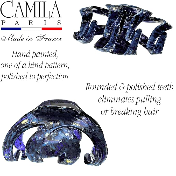 Camila Paris CP3863 French Octopus Hair Clip for Women Thick Hair and Long Curly Wavy Hair, Girls Hair Claw Clips, Styling Claw Clip for Thick Hair, Strong Hold No Slip Grip, Made in France