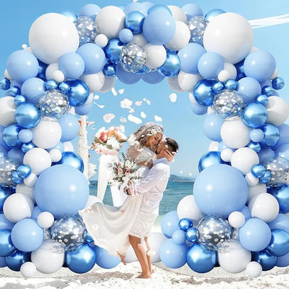 Blue Balloon Arch Kit 86Pcs Pastel Blue White Balloons Garland Kit - Image 5