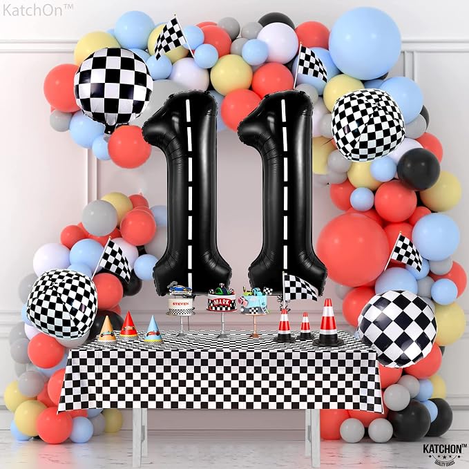 KatchOn Race Car Number 11 Balloon 40 Inch | Balloon Number 11 Black - Image 3