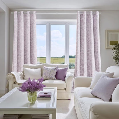 Beauoop Purple Floral Jacquard Blackout Curtains - Image 9