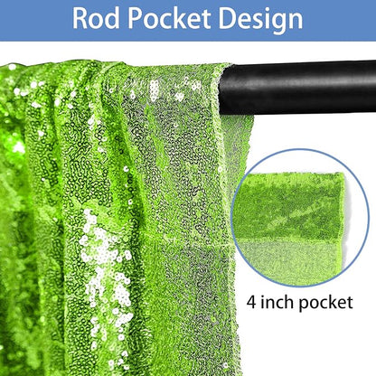 Hahuho Light Green Sequin Backdrop Curtain, Banquet Decoration（2 Panels - Image 2