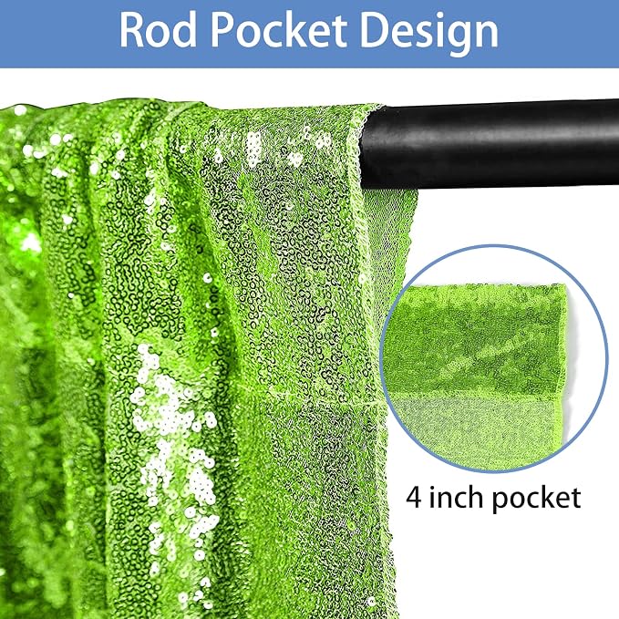 Hahuho Light Green Sequin Backdrop Curtain, Banquet Decoration（1 Panels - Image 2