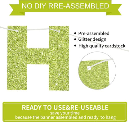 BEISHIDA Pre-Strung Grass Green Happy Birthday Banner Party Sign Decoration | - Image 2