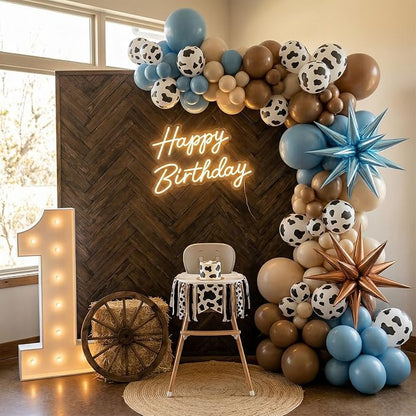 Biapian Cow Print Balloons, 12 Inch Light Blue Brown Cow Balloons Sand White - Image 4