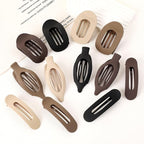 12 Pack Flat Hair Clips for Women-3 Styles Matte Neutral Flat Claw Clips, Black, Blonde,Light Brown & Dark Brown, French Duckbill Styling Accessories (Matte Neutral-4)