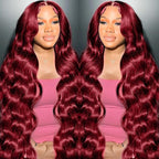 99J Burgundy wig human hair 13x4 body wave lace front wigs human hair 180 Density Pre Plucked Glueless Wine red colored lace front wig for Women 26inch