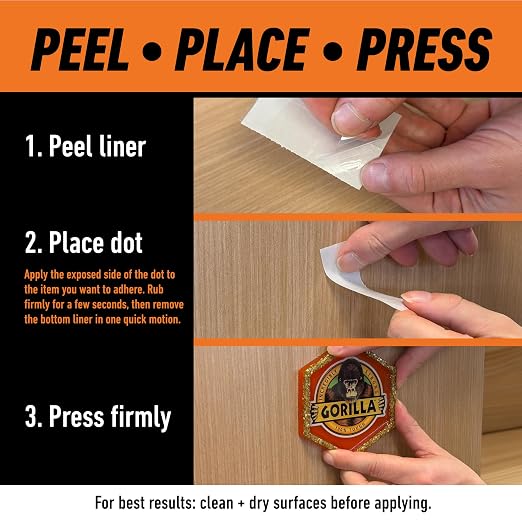 Gorilla Adhesive Dots, Double-Sided, 0.5" Diameter, 150 Pieces | No Mess - Image 5