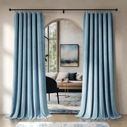 Beauoop Lake Blue Velvet Curtains by Beauoop
