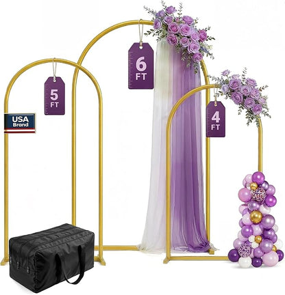 3 Pack Gold Metal Arch Backdrop Stand Set - 6FT by K-BRANDS