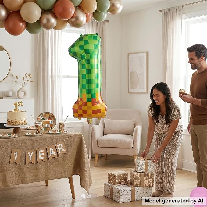 40 Inch Pixelated Number 1 Foil Balloon - Image 4