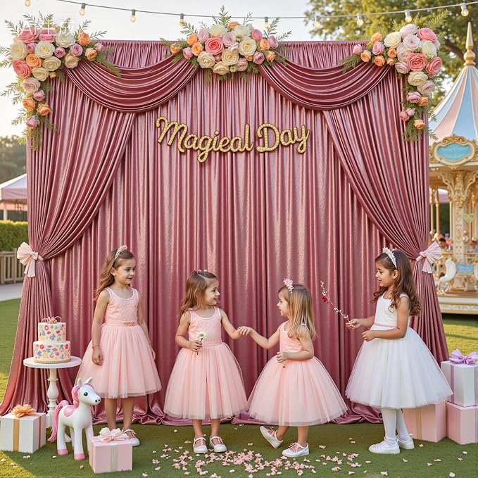 20x10ft Thick Rose Gold Glitter Backdrop Curtain Panels - Image 6