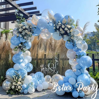 Double Stuffed Pearl Blue Balloon Garland Arch Kit | 18/12/10/5inch Different - Image 3
