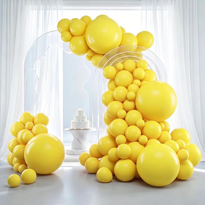RUBFAC Yellow Balloons Different Sizes 18 12 10 5 Inch Balloon Arch 129pcs | by RUBFAC