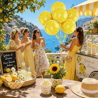 Lemon Foil Balloons 6 Pcs 18 Inch Summer Lemonade Balloons Yellow Citrus Fruit - Image 5