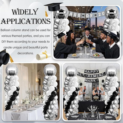 2 Sets Black Silver White Balloon Column Stand Kit, Adjustable Floor Tower - Image 6