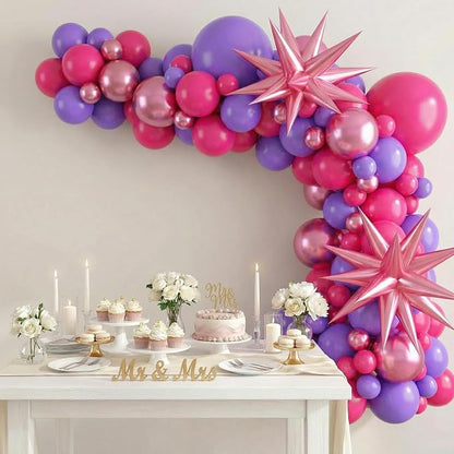 Hot Pink Purple Balloon Garland Kit, 104 Piece Mixed Size Latex Balloons - Image 2