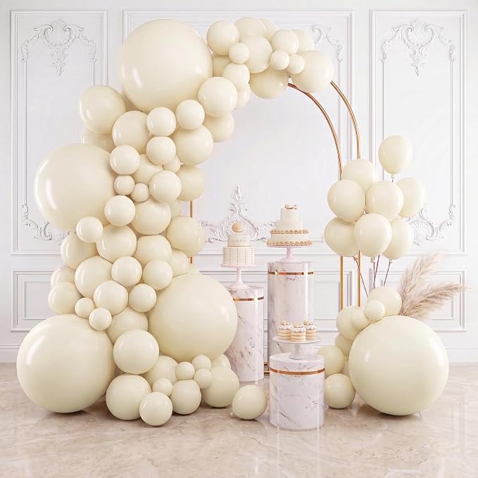 RUBFAC White Cream Balloons Arch Ivory White Wedding Balloon 154pcs | Beige by RUBFAC