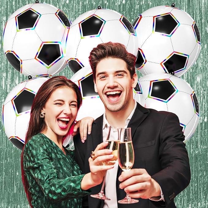 Soccer Ball Balloons, 22 Inch Soccer Balloons Laser Round Sphere Balloon - Image 6