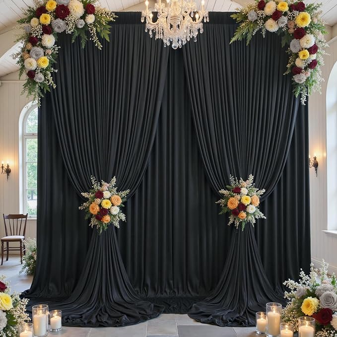 10ftx12ft Wrinkle Free Black Backdrop Curtain - Image 8