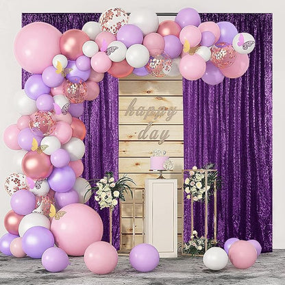 Hahuho Purple Sequin Backdrop Curtain, Party Decoration（2 Panels, 4FT x 8FT - Image 4