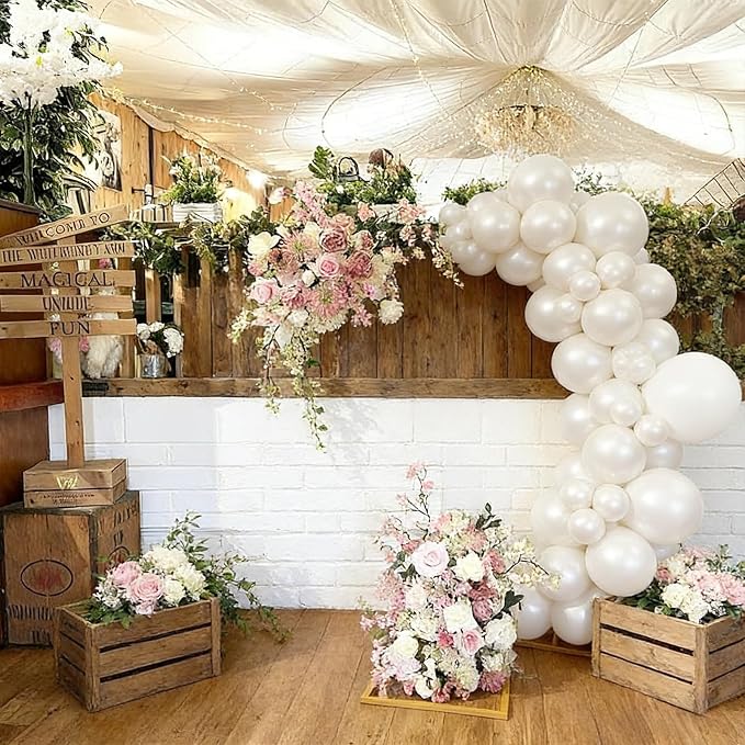 50pcs Pearl White Balloons, 12inch Pearl Ivory Latex Helium Balloons | - Image 5