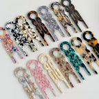 Prestige French Hair Pins, Acetate Leopard Print Hair Pin for Women,Suitable for All Hair Types (Multicolor-B-4PCS)