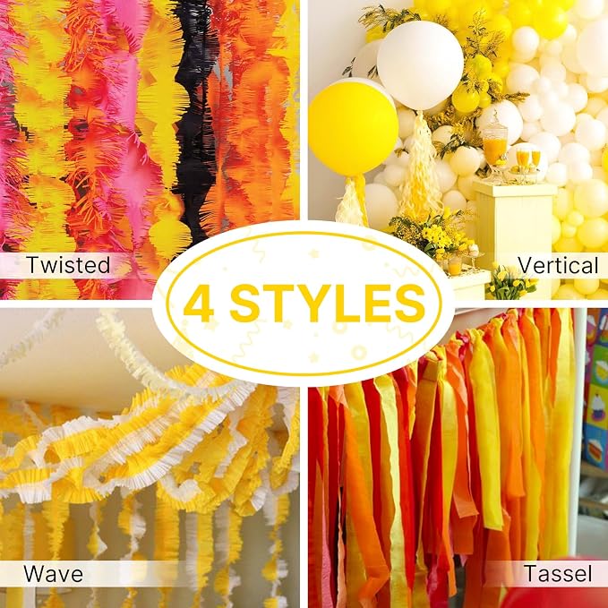 PartyWoo Yellow Crepe Paper Streamers 6pcs 492 FT Yellow Streamers | Easter - Image 5