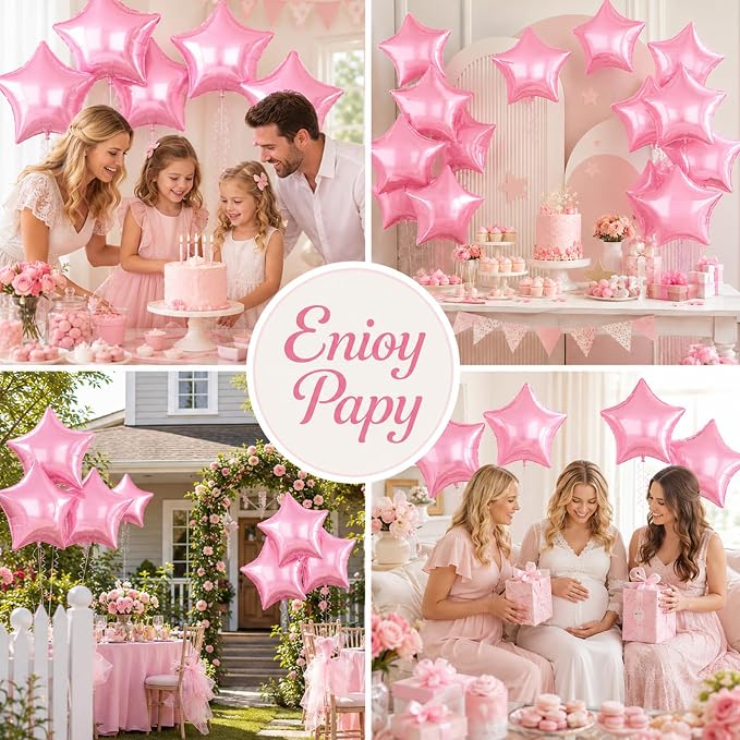 Pink Star Balloons, 18 Inches Star Foil Balloons - Image 6