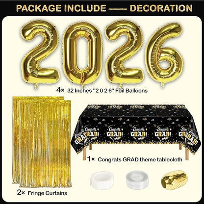Black and Gold Graduation Decorations Class of 2026 - Image 3
