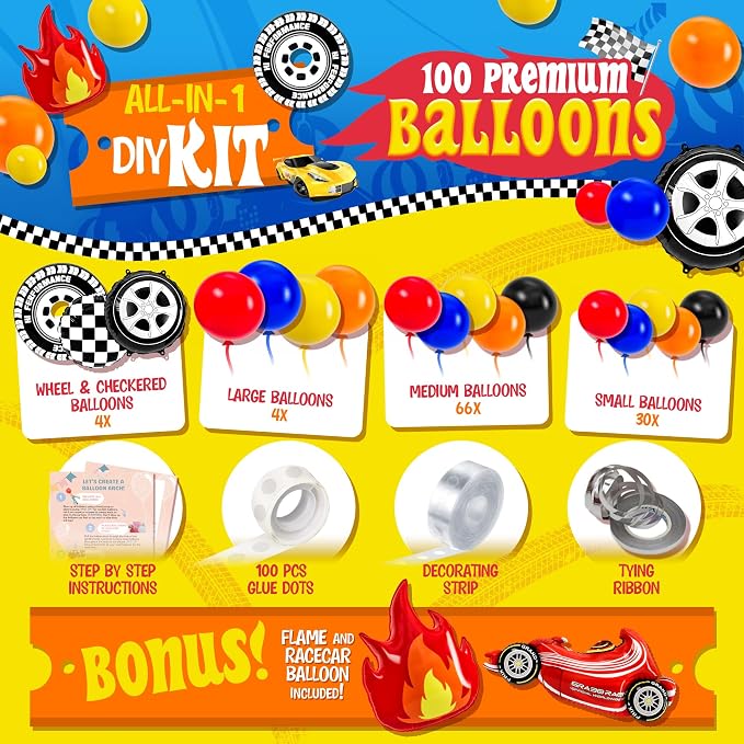 ALL-IN-1 Race Car Balloon Arch Kit - Image 2