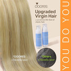 DOORES Seamless Clip in Hair Extensions, Light Blonde Highlighted Golden Blonde 130g 7pcs 18 Inch, Virgin Human Hair Clip in Extensions