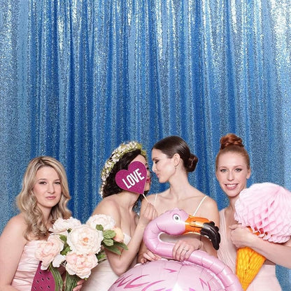 Baby Blue Sequin Backdrop Sequin Wedding Photo Curtains 10ft x 10ft | Giltter - Image 3