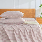 JELLYMONI 100% Natural Cotton Striped King Pillowcases Set, 2 Pack White and Pink Stripes Pattern Printed Pillow Covers with Envelope Closure(Pillows are not Included)