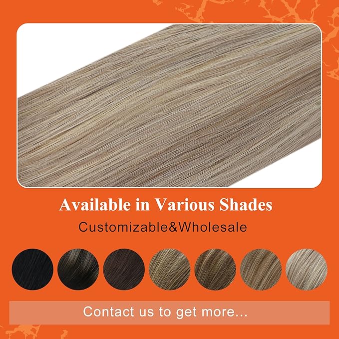 Full Shine Tape in Hair Extensions Human Hair Color 18 Ash Blonde Highlight 613 Blonde Seamless Real Remy Skin Weft 24Inch Thick Hair Extensions Add Length 20Pcs 50 Gram Invisible Brazilian Woman
