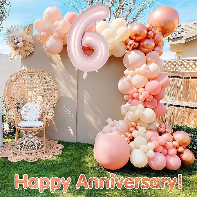Light Pink Number 6 Balloon, 40 Inch Giant Mylar Number Balloons, Large Foil - Image 7