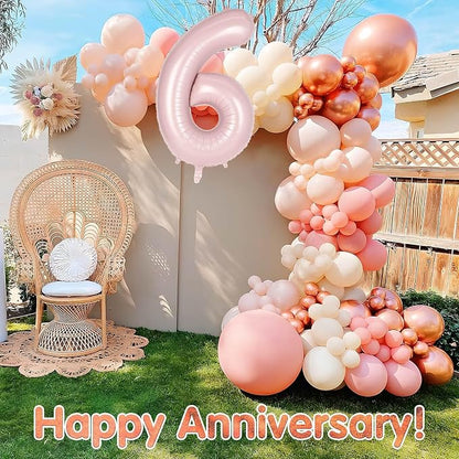 Light Pink Number 6 Balloon, 40 Inch Giant Mylar Number Balloons, Large Foil - Image 7