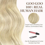 GOO GOO Tape in Hair Extensions Human Hair, 18ET90A Natural Blonde Balayage, 10inch 30g 20pcs, Skin Weft Seamless Invisible, Silky Straight with Thick Ends, Remy Human Hair