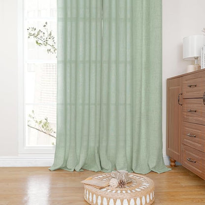 YoungsTex Sage Green Curtains, Linen Drapes 84 Inches Long - Image 7