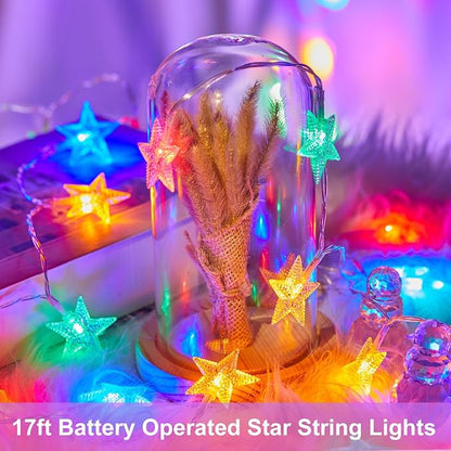 Minetom Star String Lights Battery Operated - 17 ft 50 LED Star Fairy String - Image 6