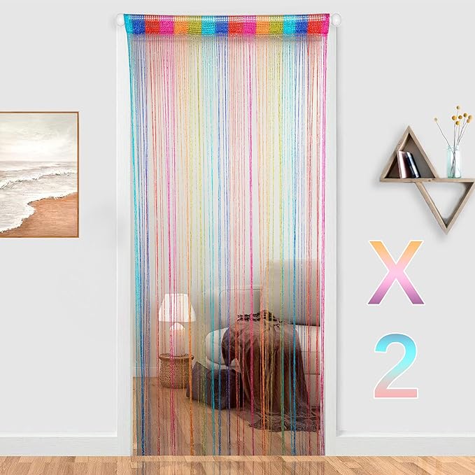 Hysenm 2 Pack 39 x 79 Inch Beaded Curtain String Door Curtains, Hippie Room by Hysenm